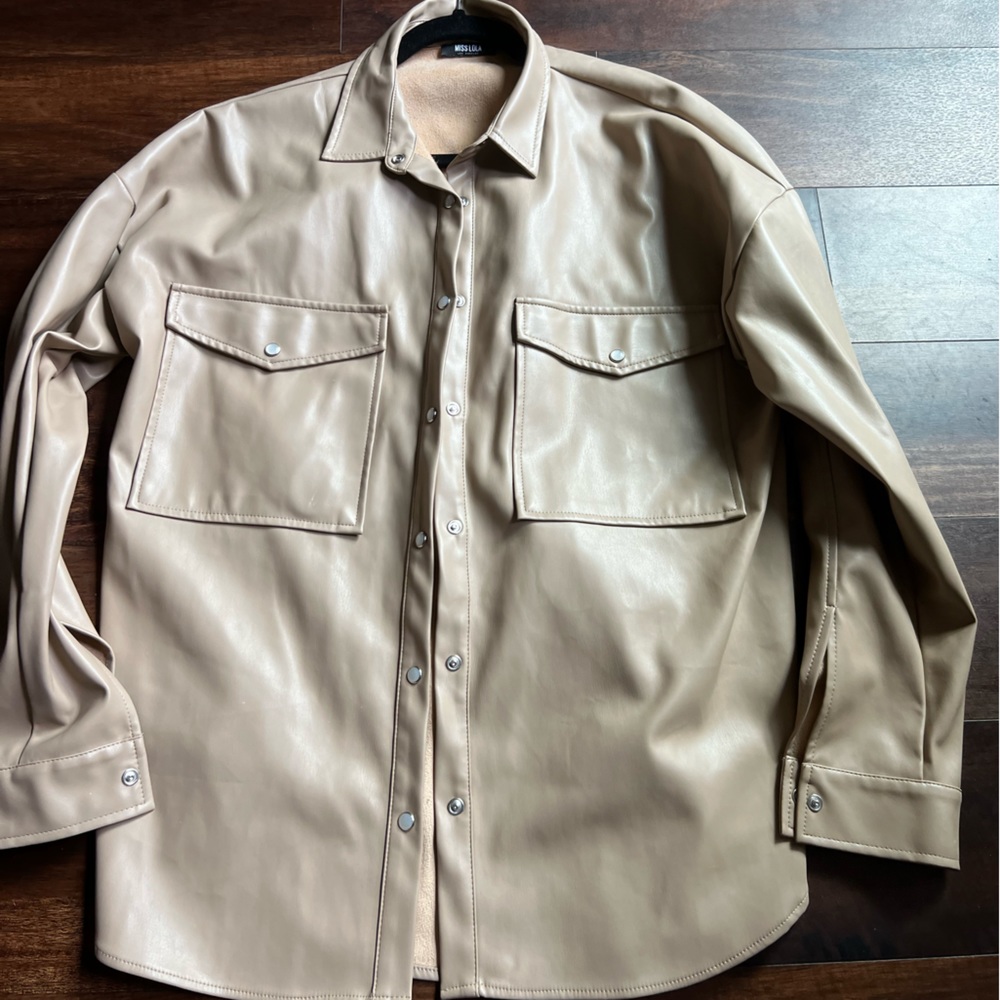 Nude leather shacket-Misslola sz M